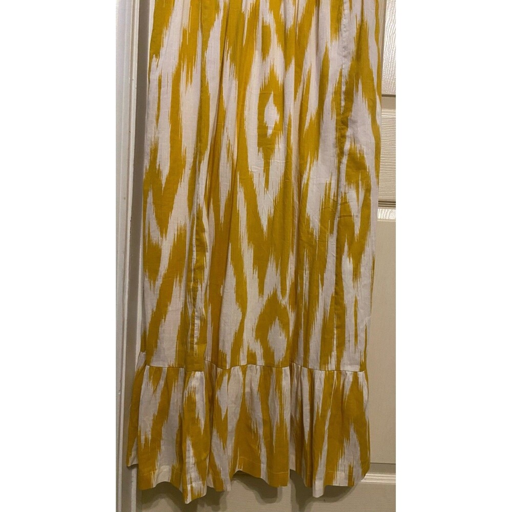 Anthropologie Maeve Cassandra Pintuck Yellow Flutter Sleeve Maxi Dress Large - Picture 6 of 16